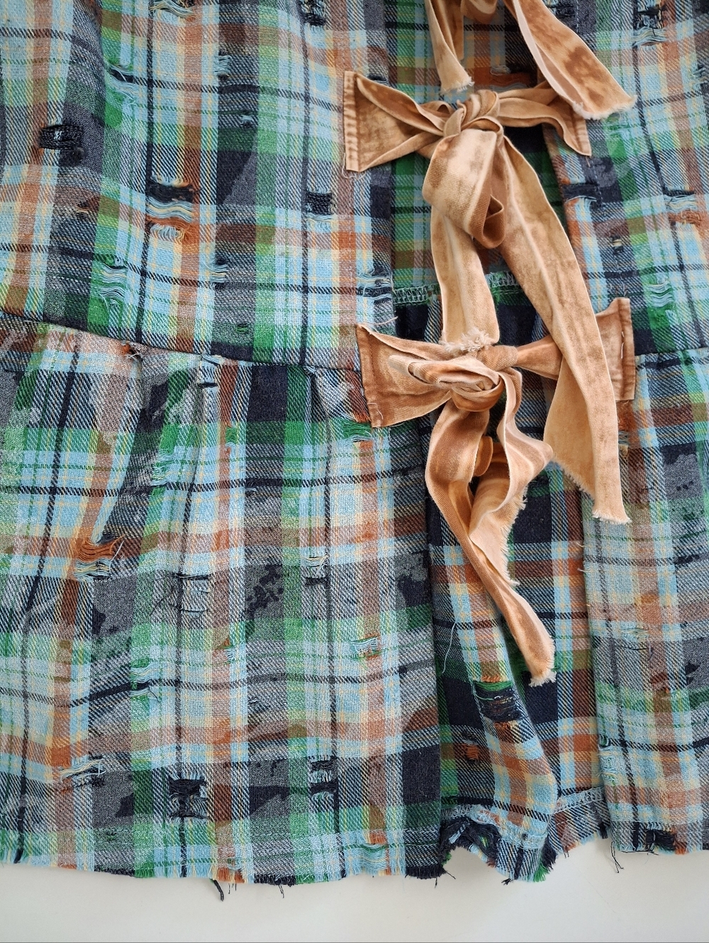 Oli & Hali "Bow It Goes" Plaid Puff Sleeve Tie Front Peplum Top XL - Picture 5 of 12